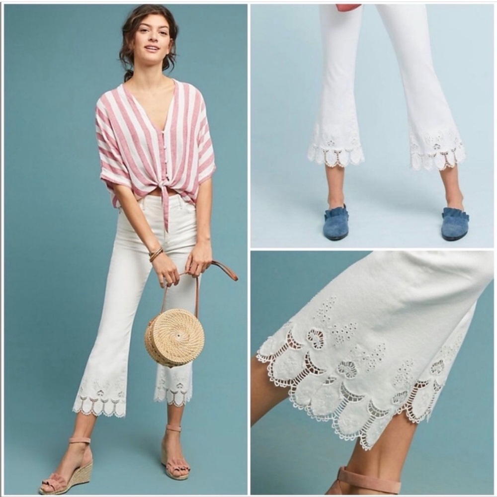 Pilcro Cropped Flare Jeans W Embroidered Hem